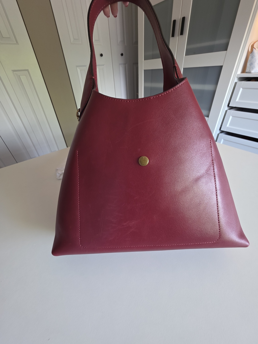 Coach Brooklyn 28 Leather Shoulder Hobo Bag In Ruby - Picture 8 of 16